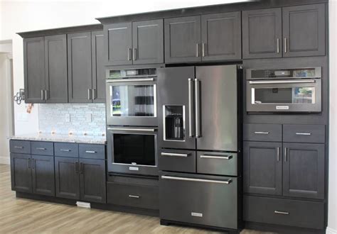 cabinet colors that go with stainless steel appliances|gray stainless steel cabinet colors.